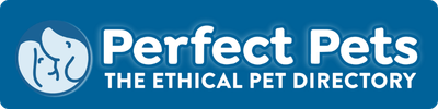 Perfect Pets white logo on blue